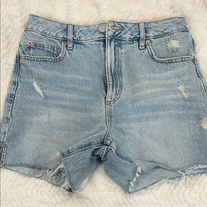 Garage Light Blue Distressed Denim Shorts